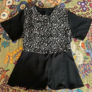 Vintage Sheer Flowy Short-Sleeve Blouse